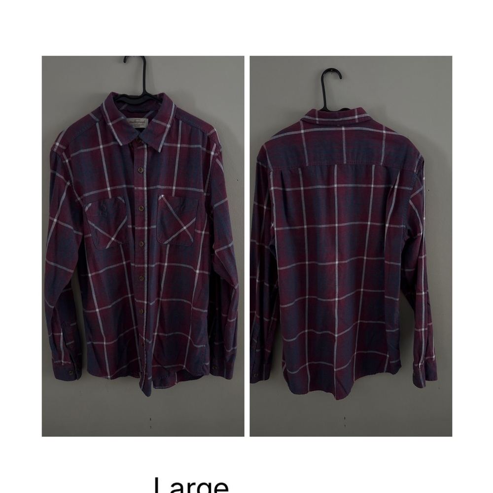 Weatherproof Men's Casual Plaid Shirt - Purple and White